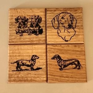 New Dachshund Wooden Coaster Set